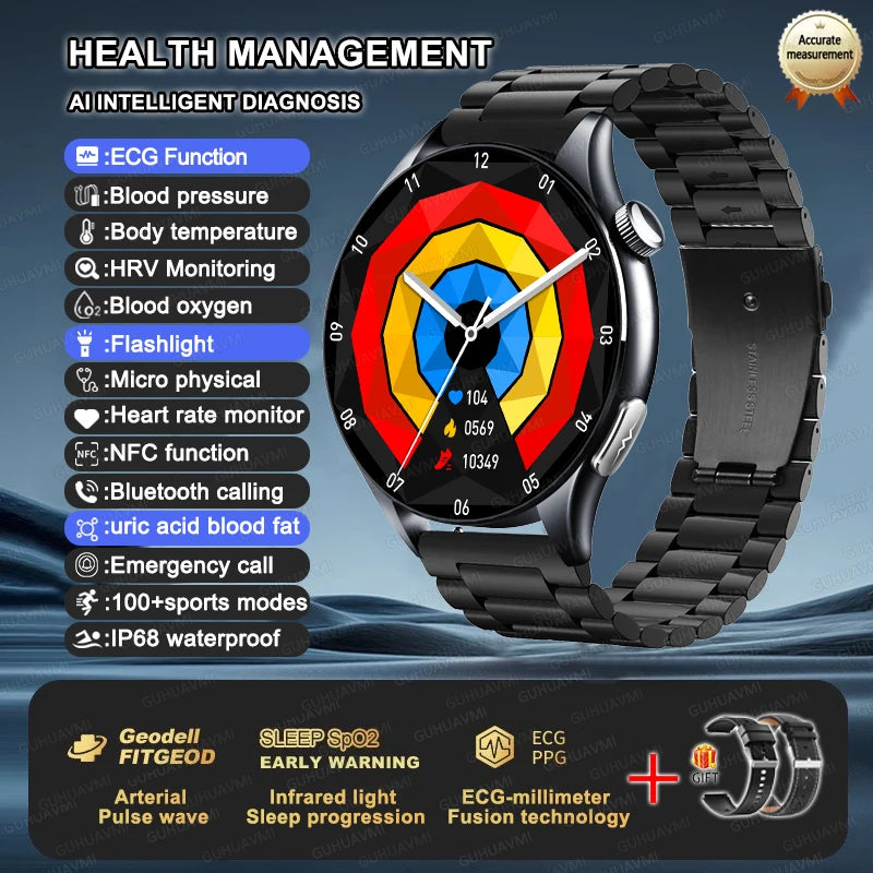 2025 ECG+PPG Health Smartwatch for Men & Women