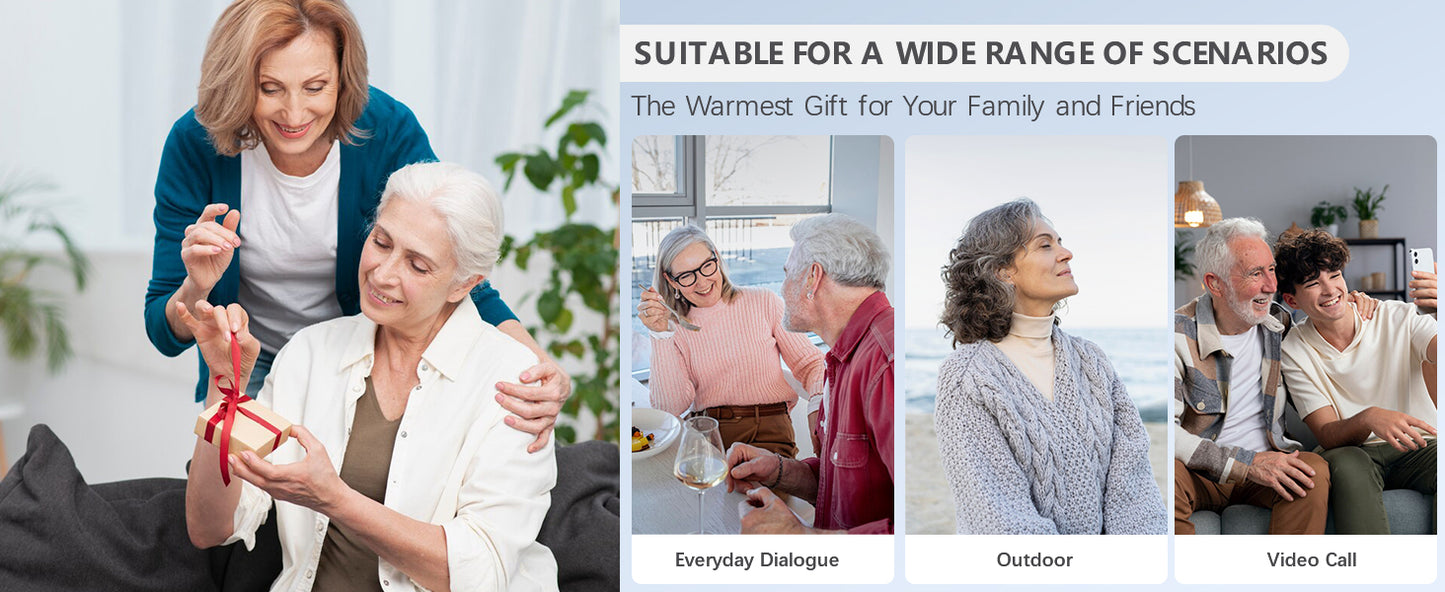 Wireless Noise-Cancelling Hearing Aid – HD Display for Seniors
