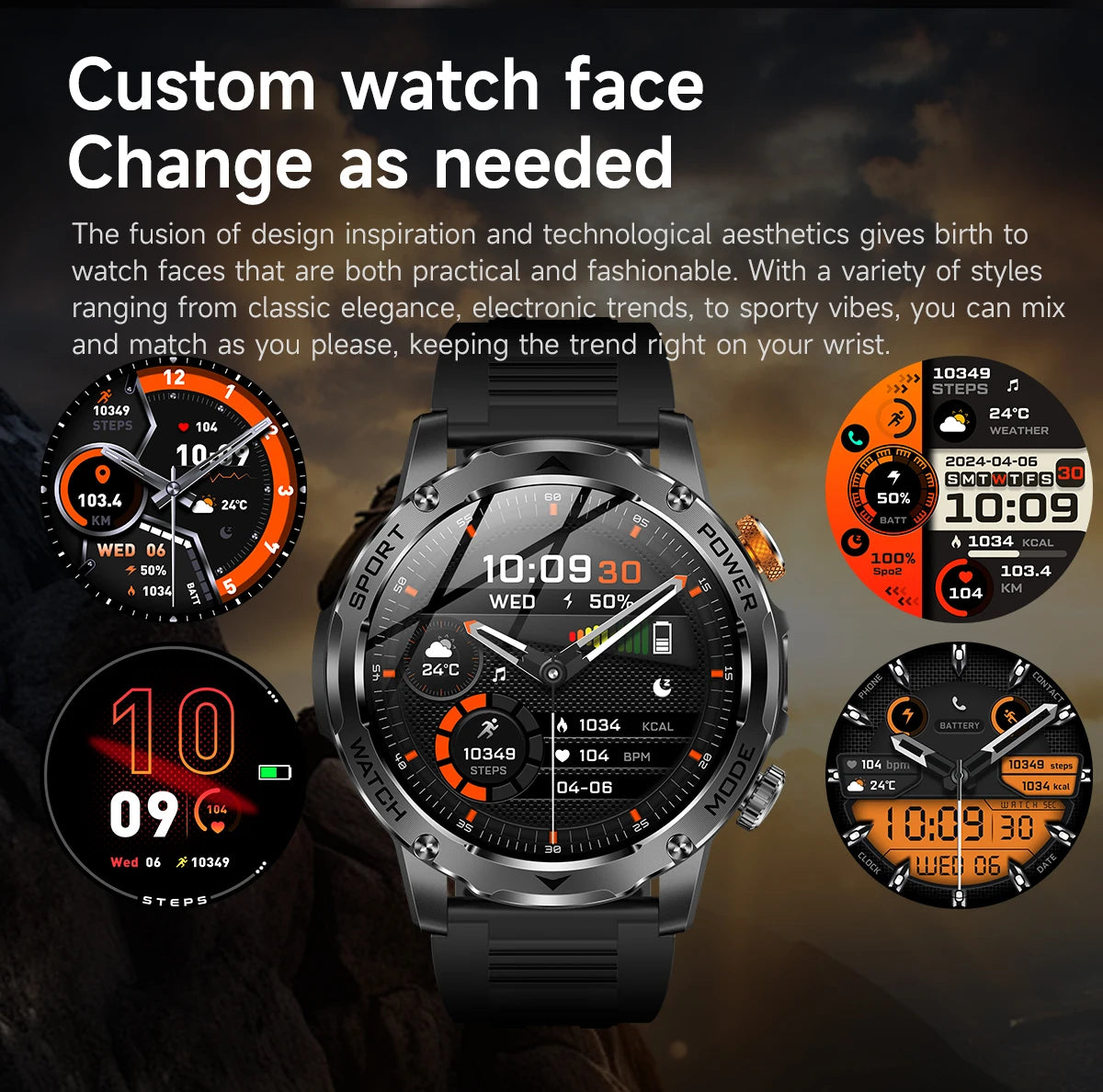Men’s Smartwatch Large Battery Waterproof Fitness