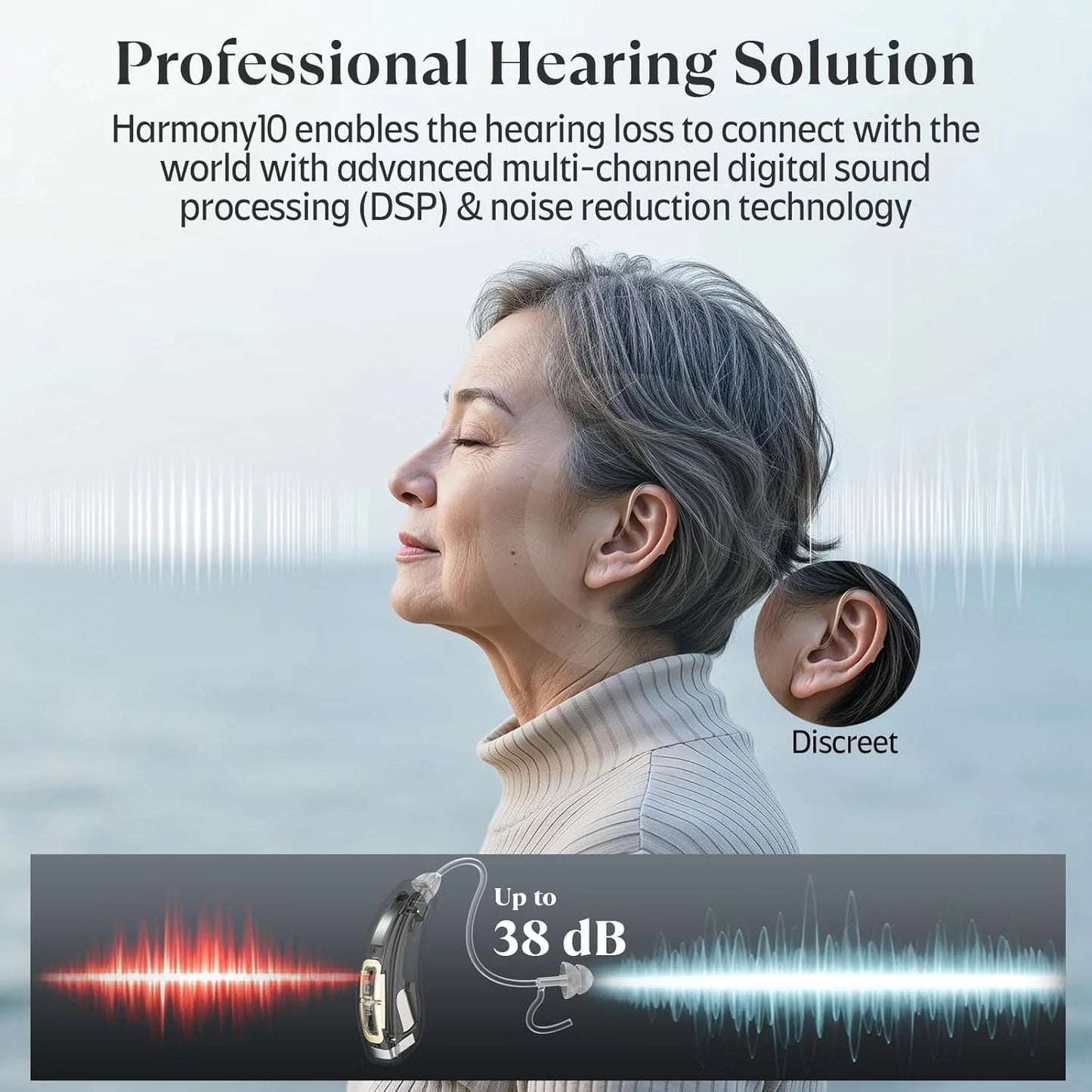 Bluetooth Hearing Aid – 16-Channel Rechargeable with Noise Cancelling