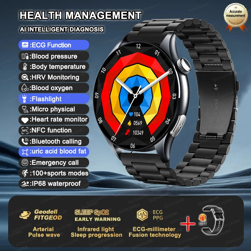2025 ECG+PPG Health Smartwatch for Men & Women