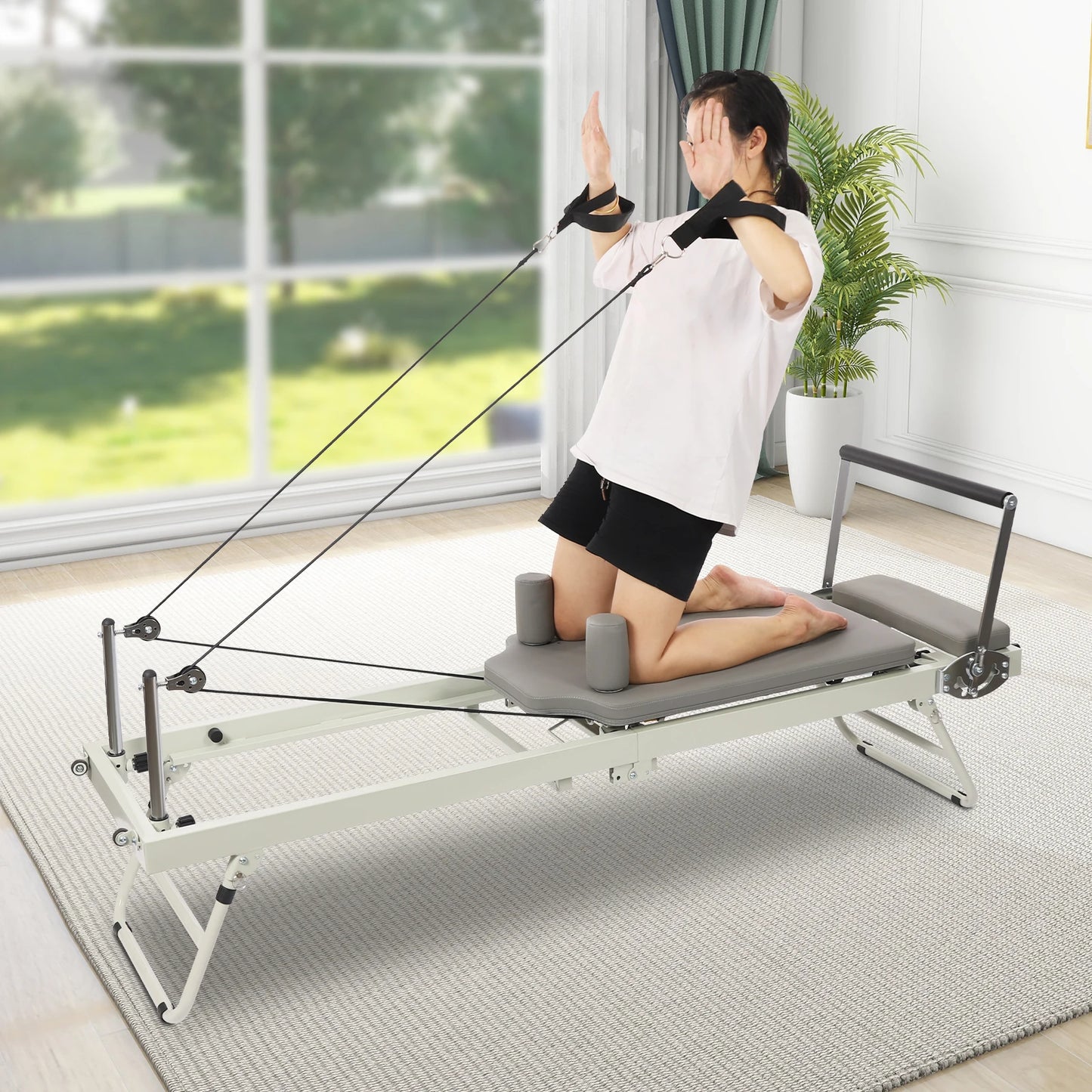 Foldable Pilates Reformer – Steel Yoga Fitness Equipment