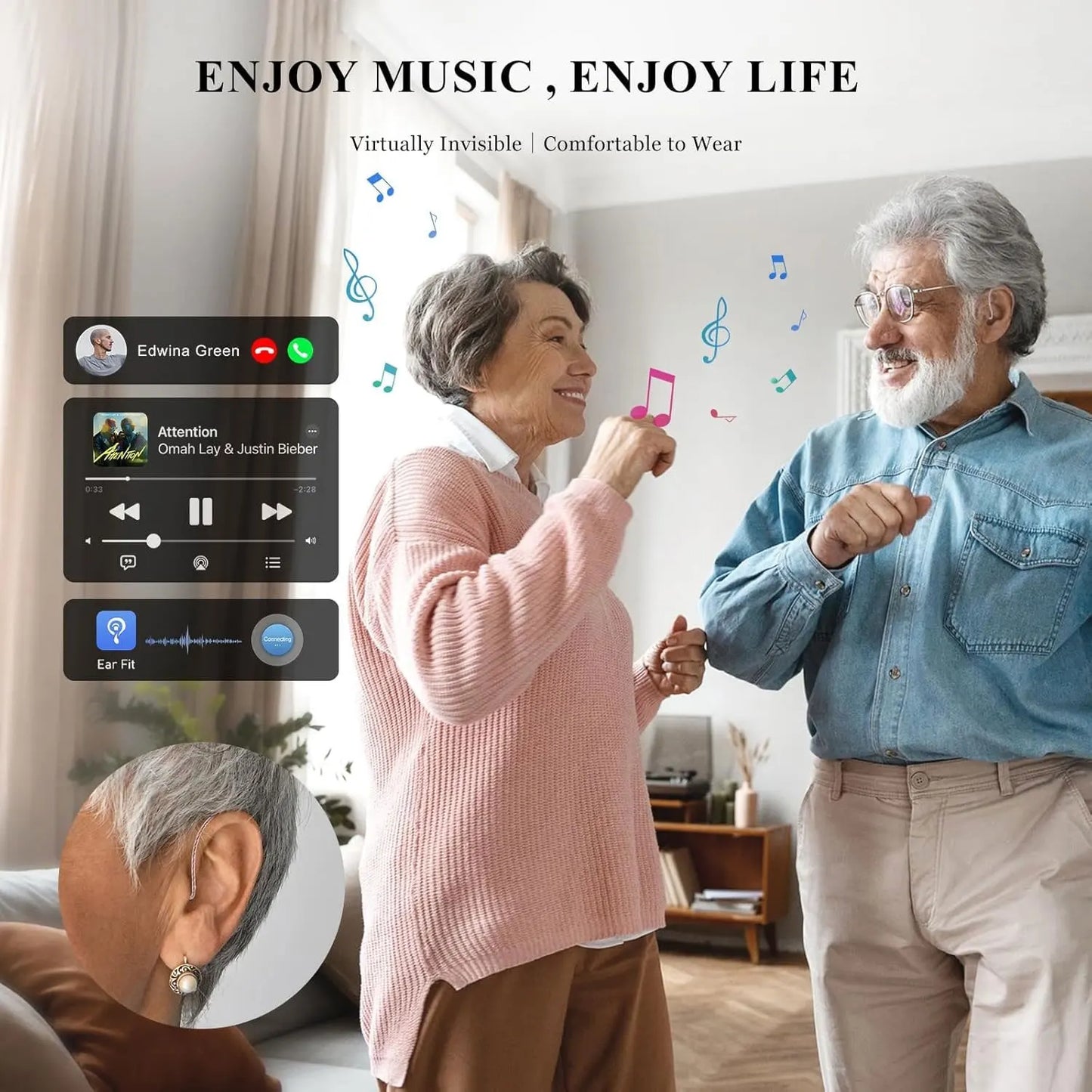 Bluetooth Hearing Aid – 16-Channel Rechargeable with Noise Cancelling