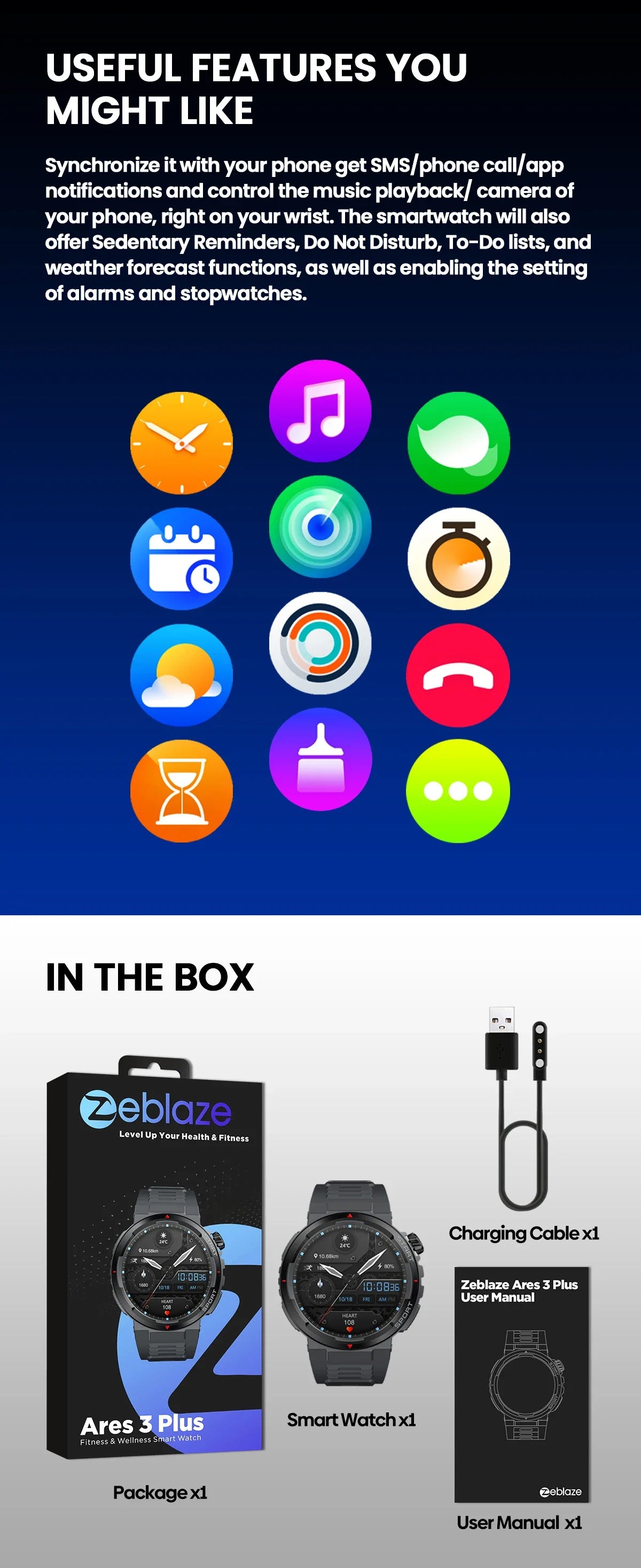 Zeblaze Ares 3 Plus Smartwatch 1.43'' AMOLED