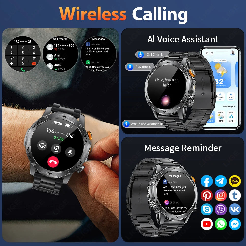 Men’s Smartwatch Large Battery Waterproof Fitness