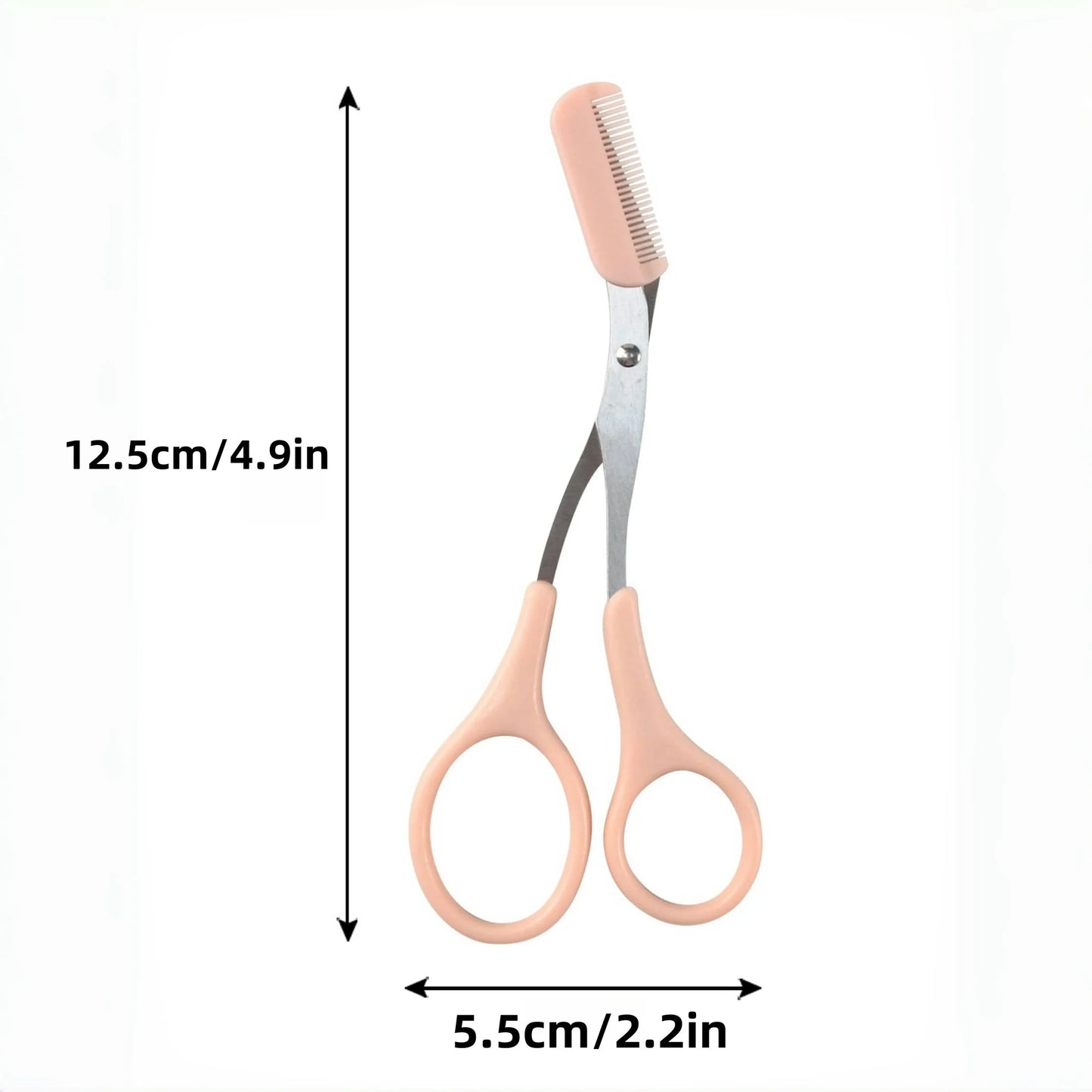 Pink Eyebrow Scissors – Stainless Steel Trimming Tool with Comb