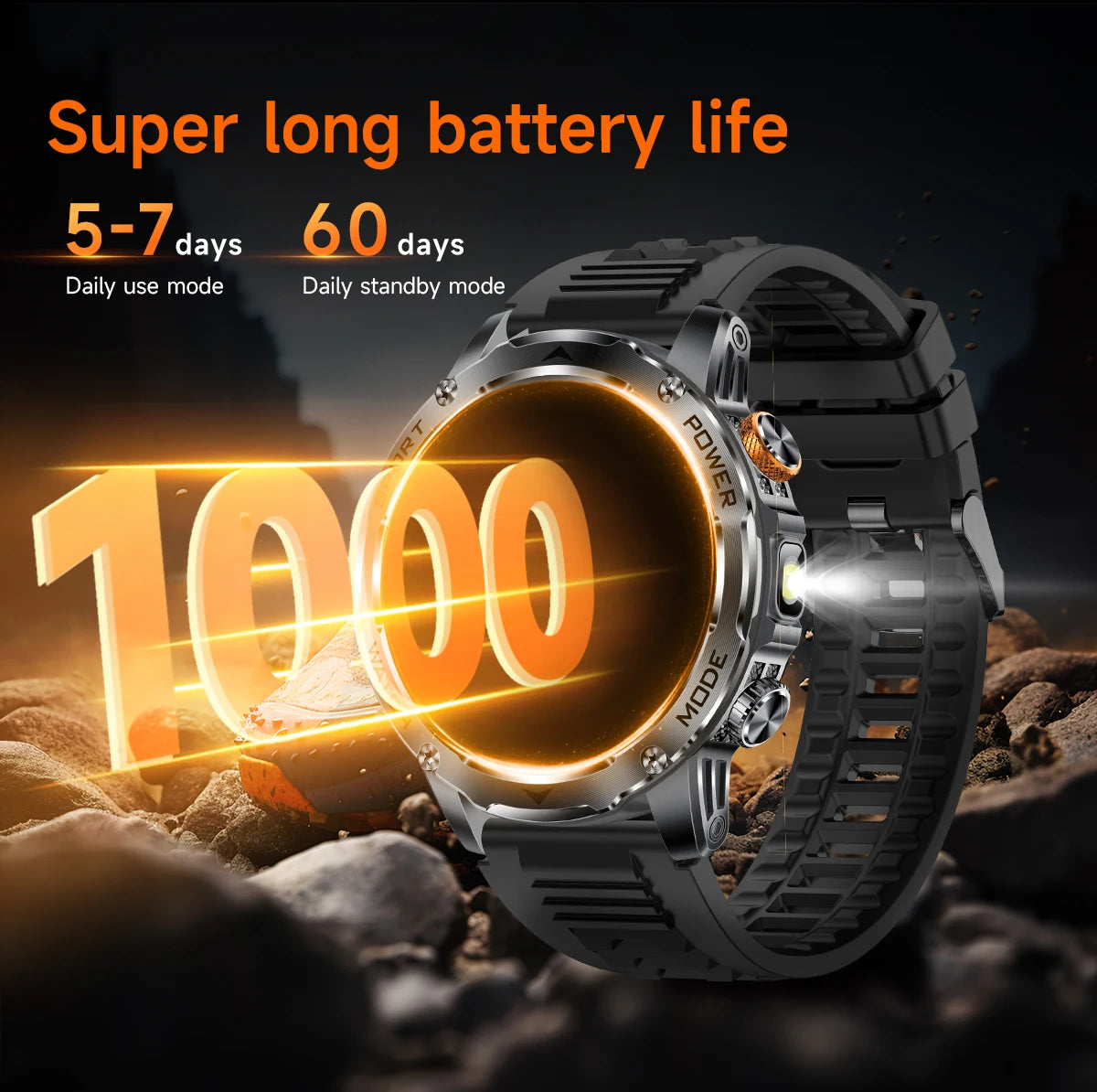 Men’s Smartwatch Large Battery Waterproof Fitness