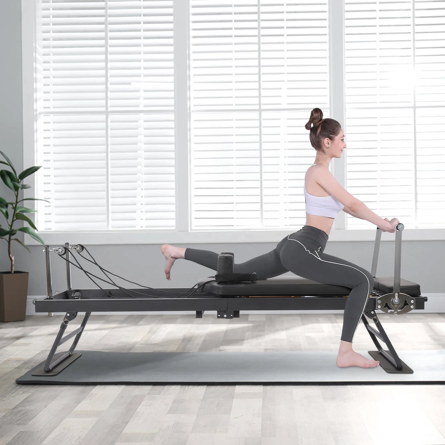 Foldable Pilates Reformer – Steel Yoga Fitness Equipment