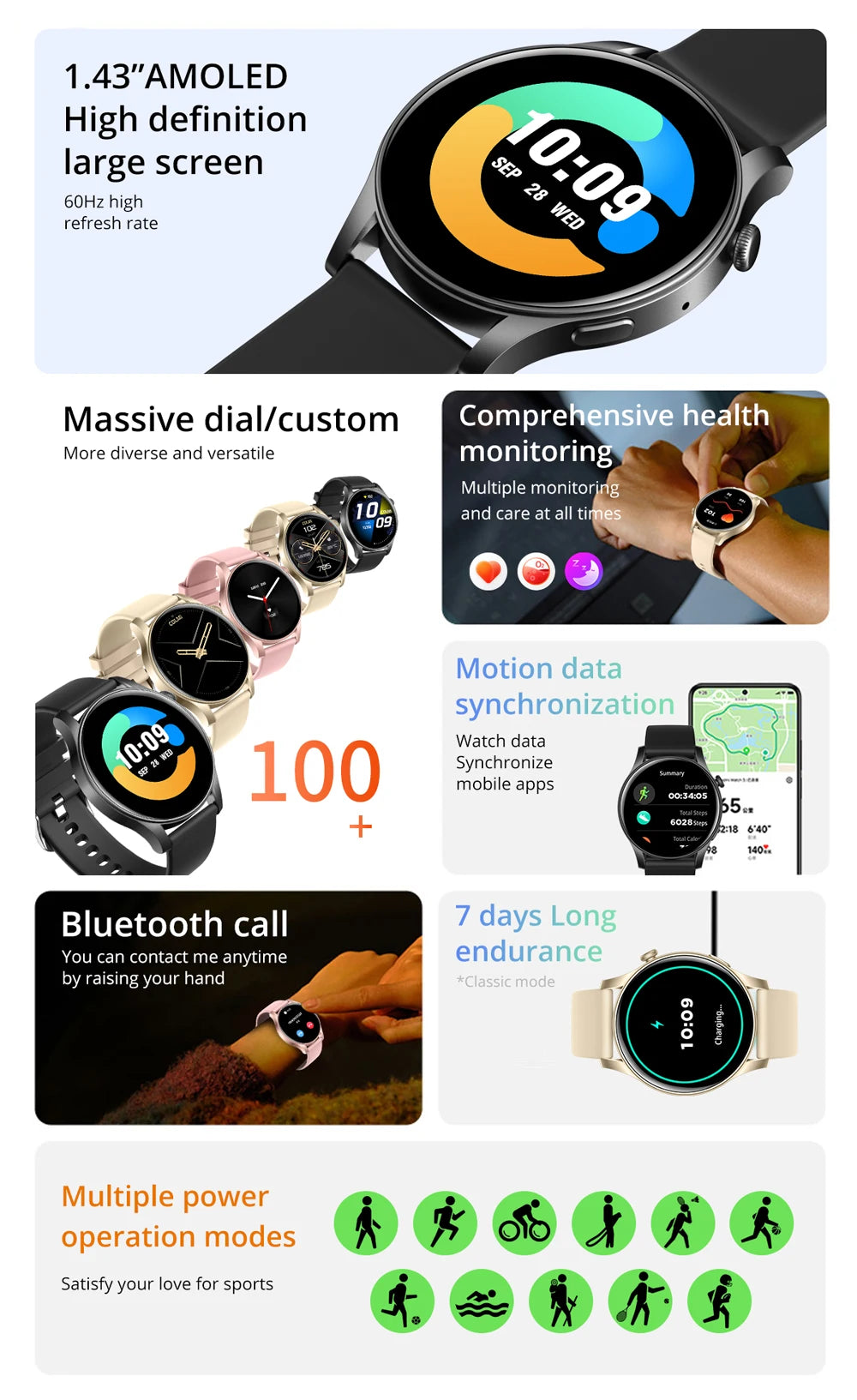 V73 AMOLED Bluetooth Call Smartwatch 2024