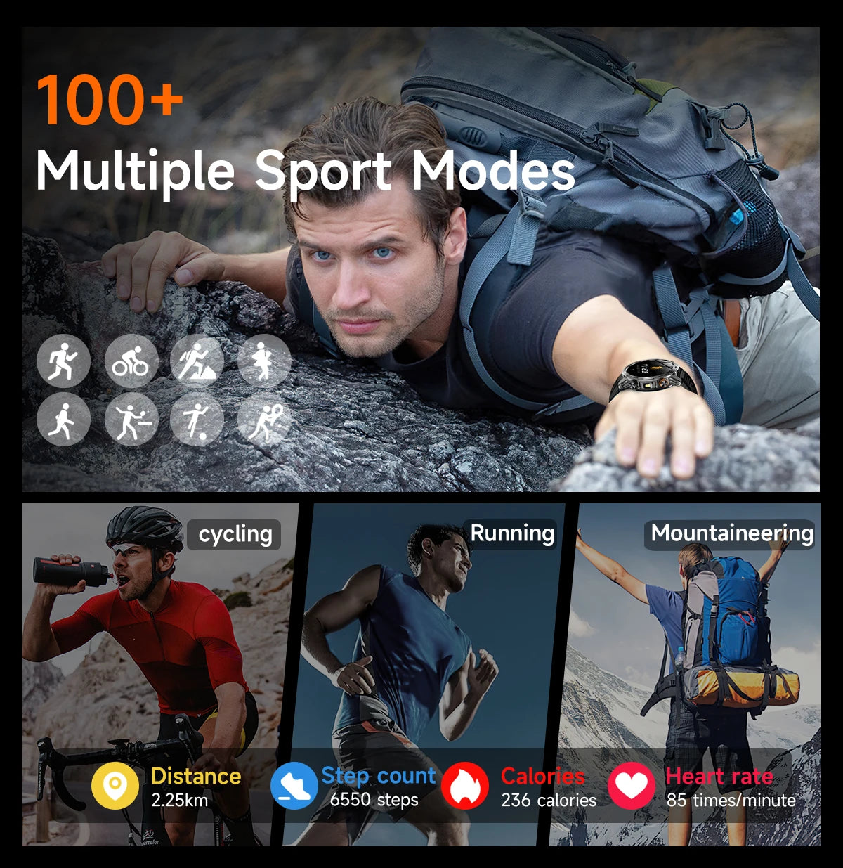 Men’s Smartwatch Large Battery Waterproof Fitness