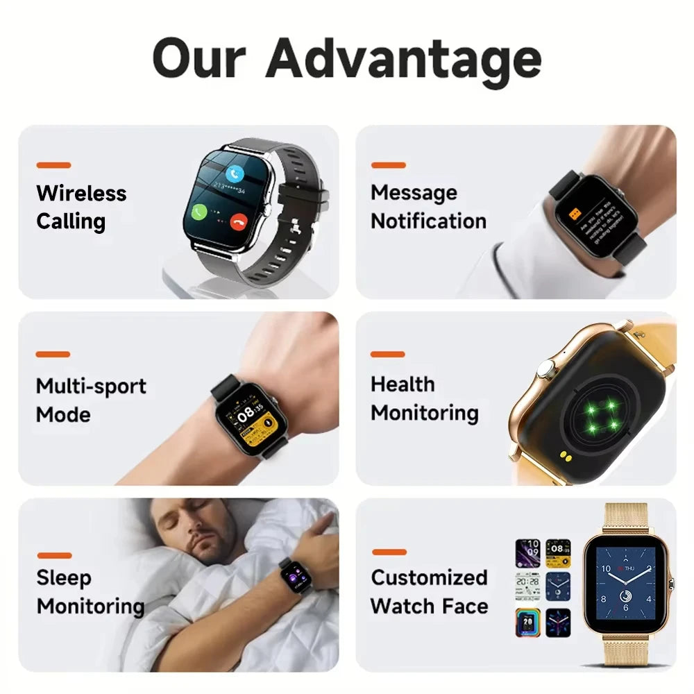 2025 Smartwatch – Full Touch Fitness & Bluetooth Call Watch