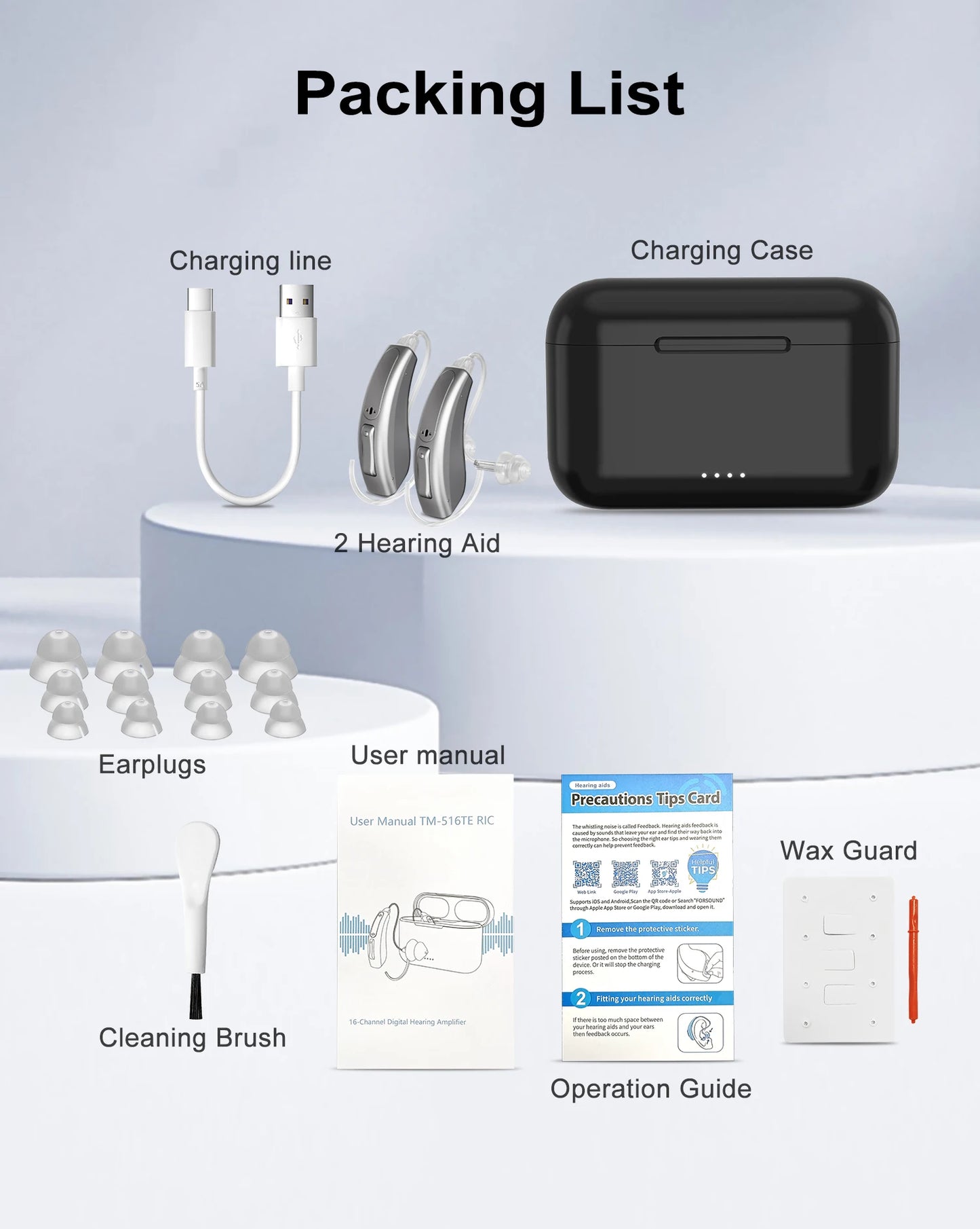 Bluetooth Hearing Aid – 16-Channel Rechargeable with Noise Cancelling