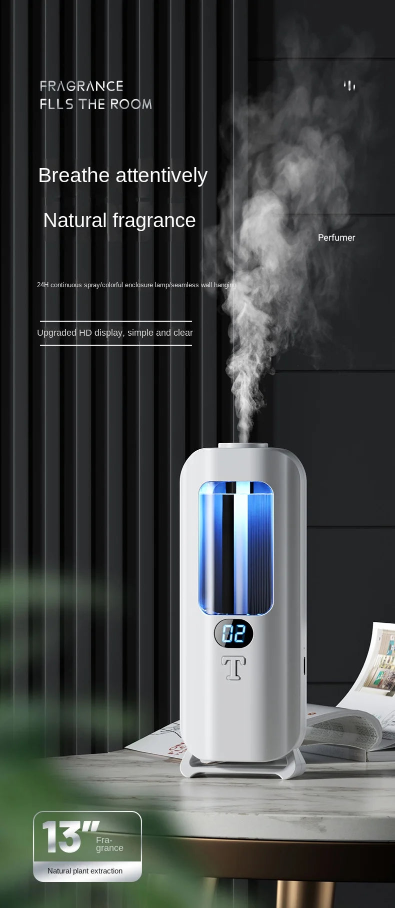 Automatic Aromatherapy Diffuser – Digital Humidifier with Colored Lights