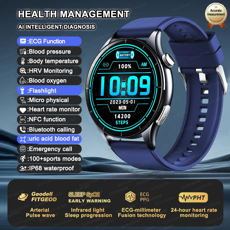2025 ECG+PPG Health Smartwatch for Men & Women