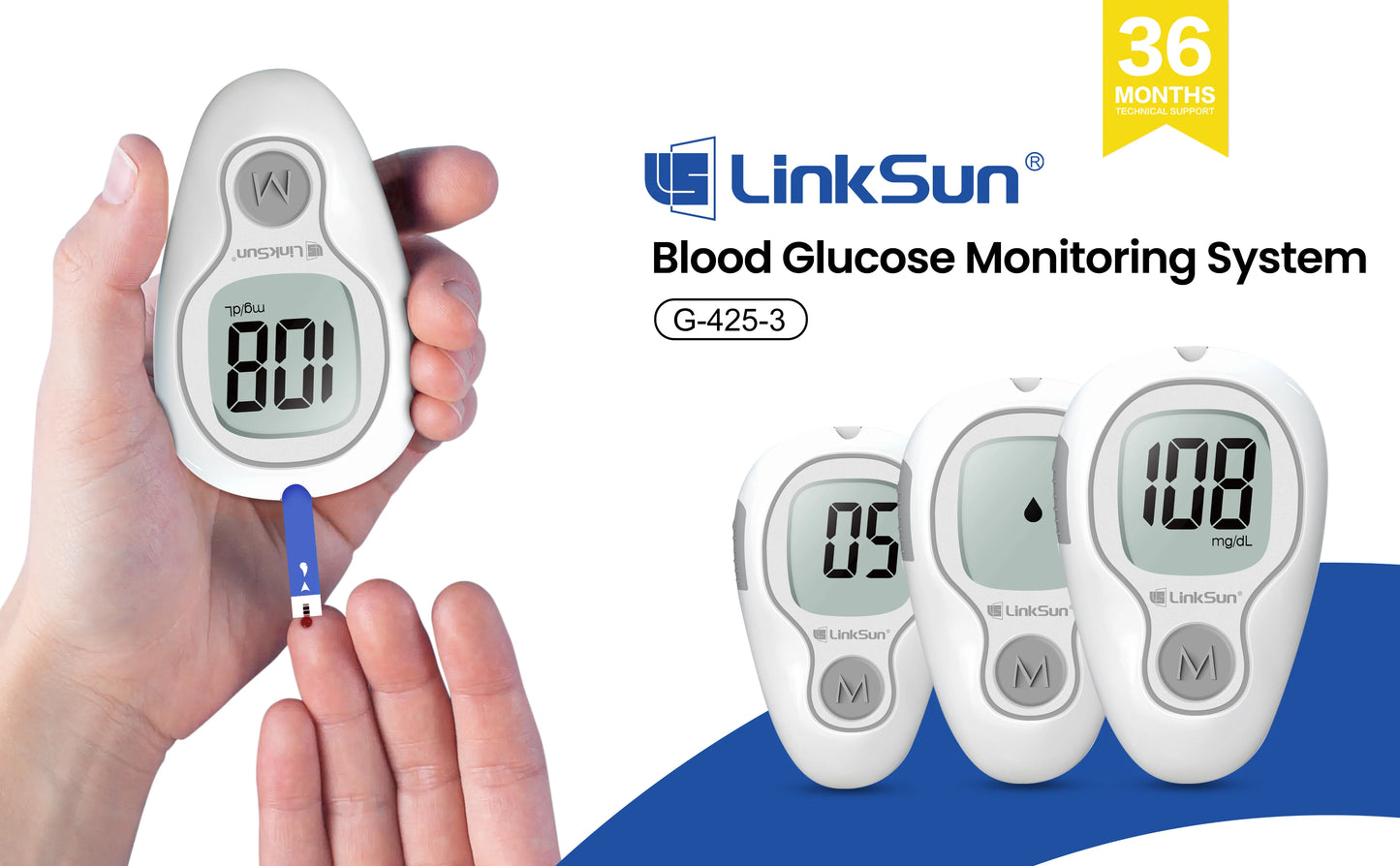 G-425-3 Blood Glucose Meter – Complete Diabetes Test Kit