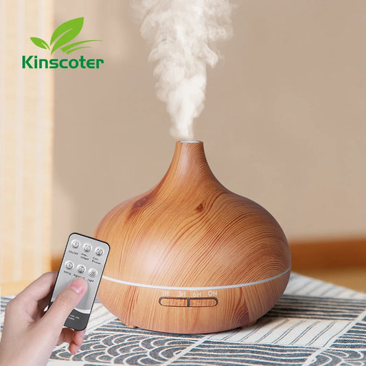500ml Wood Grain Aromatherapy Diffuser – Ultrasonic Humidifier with Remote