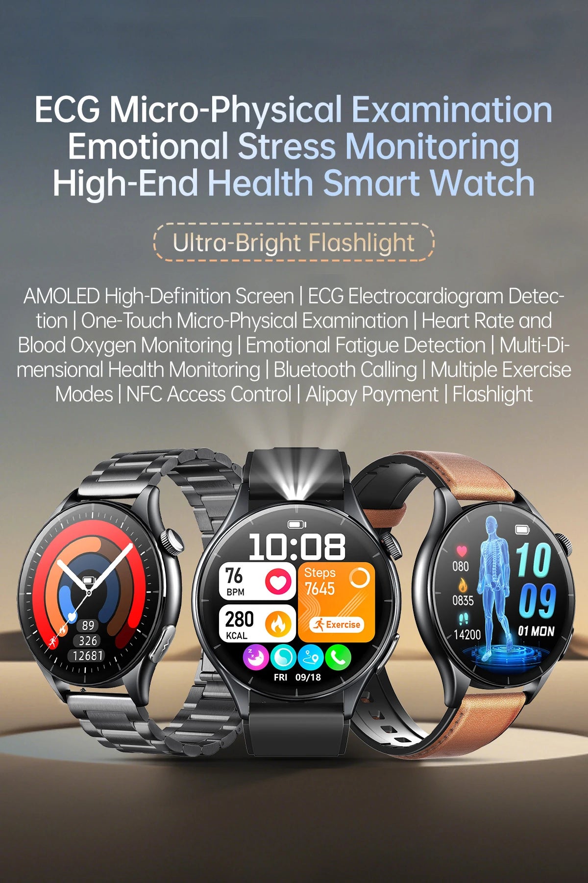 2025 ECG+PPG Health Smartwatch for Men & Women