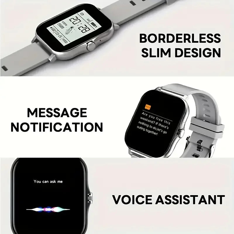 2025 Smartwatch – Full Touch Fitness & Bluetooth Call Watch