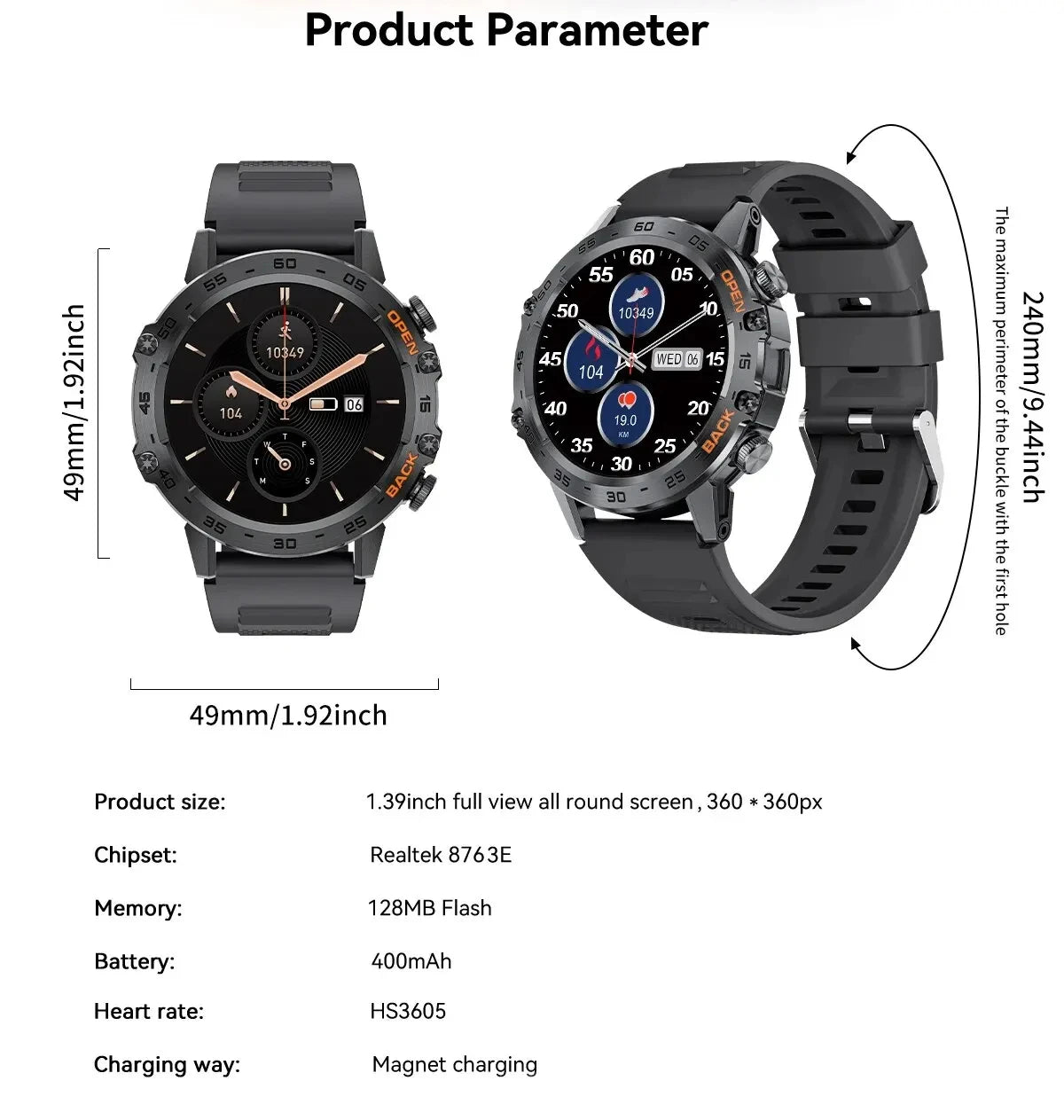 1.39" Bluetooth Call Smartwatch for Men