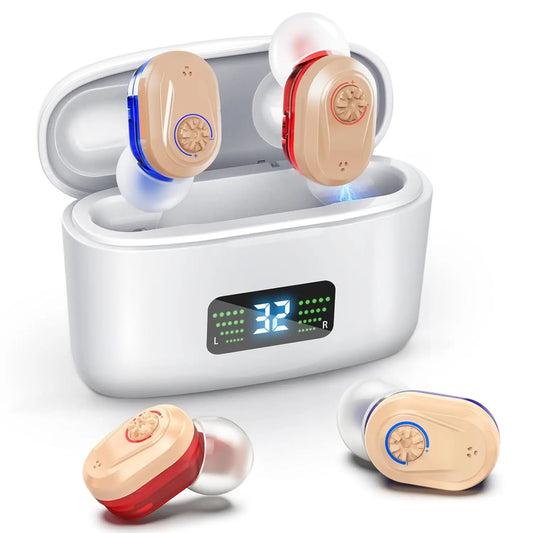 Wireless Noise-Cancelling Hearing Aid – HD Display for Seniors
