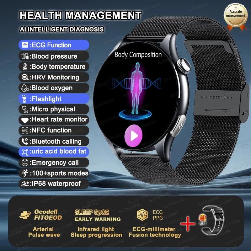 2025 ECG+PPG Health Smartwatch for Men & Women