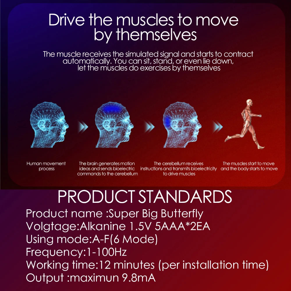 EMS Muscle Stimulator – 6-Mode Ab, Hip & Arm Trainer