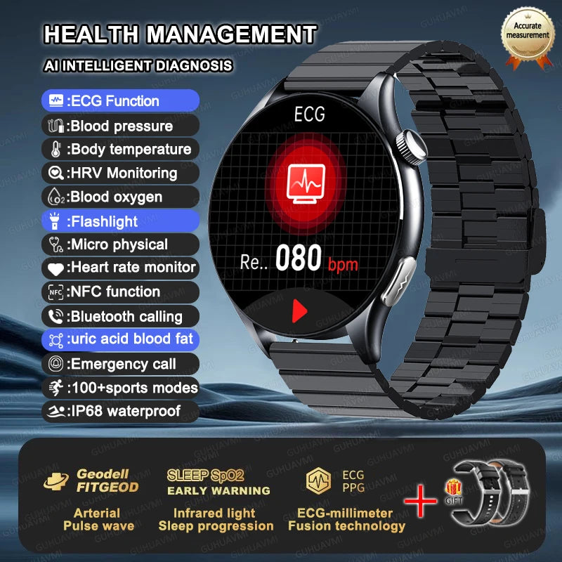 2025 ECG+PPG Health Smartwatch for Men & Women