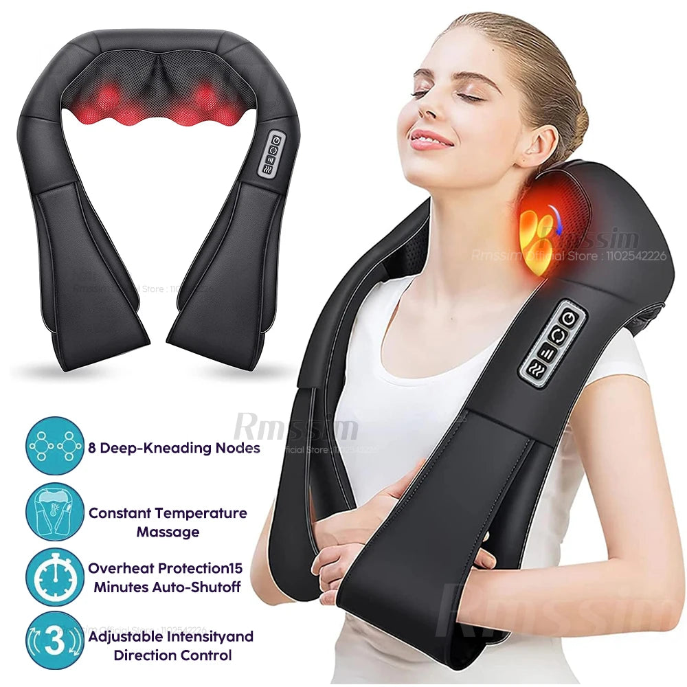Shiatsu Neck & Shoulder Massager – Heated Deep Kneading Pillow