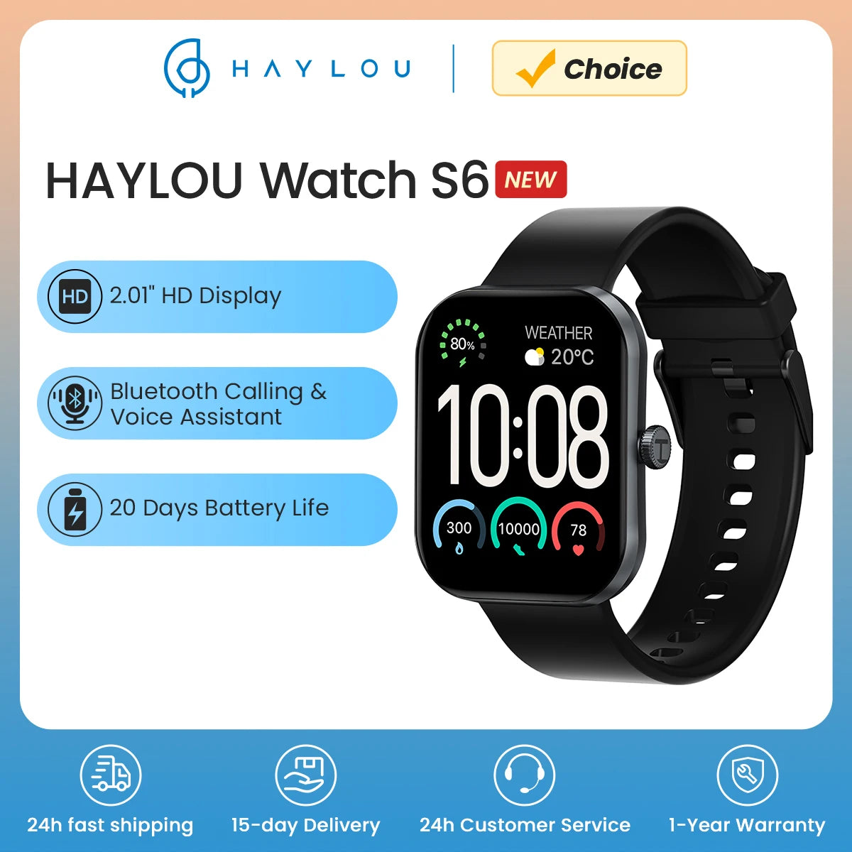 Watch S6 Smartwatch 2.01" HD Display