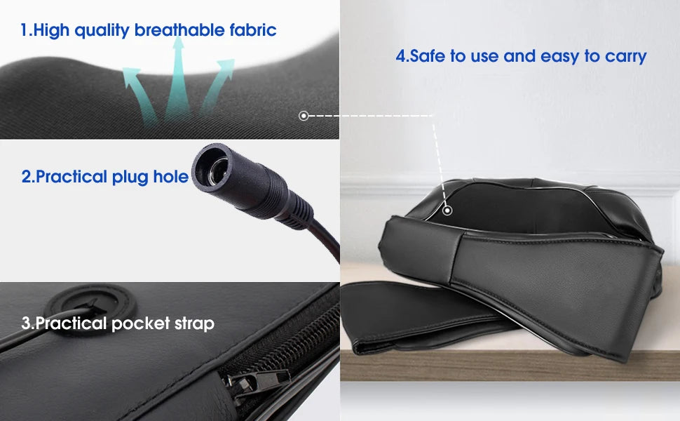 Shiatsu Neck & Shoulder Massager – Heated Deep Kneading Pillow