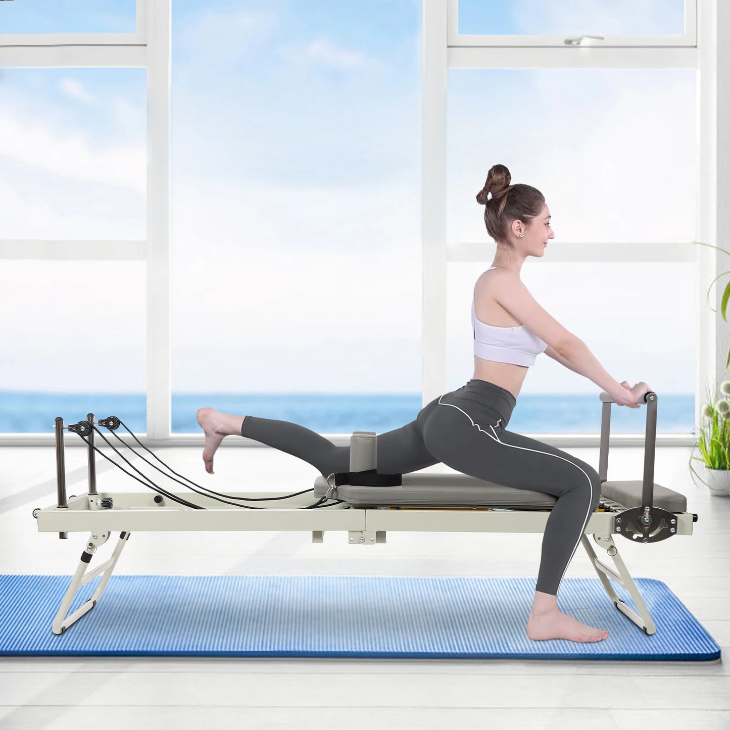 Foldable Pilates Reformer – Steel Yoga Fitness Equipment