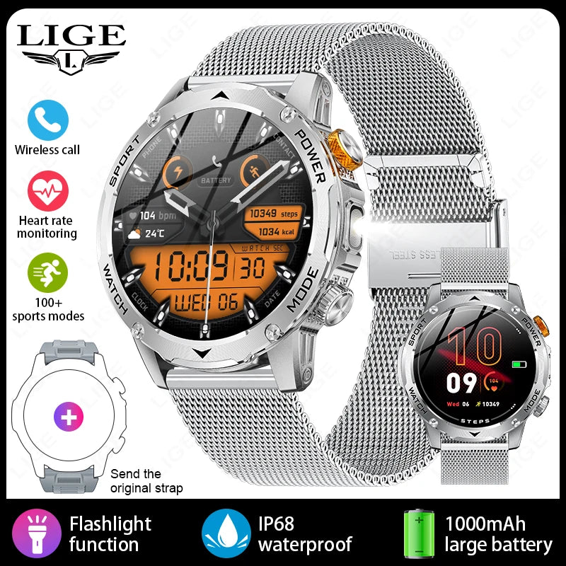 Men’s Smartwatch Large Battery Waterproof Fitness