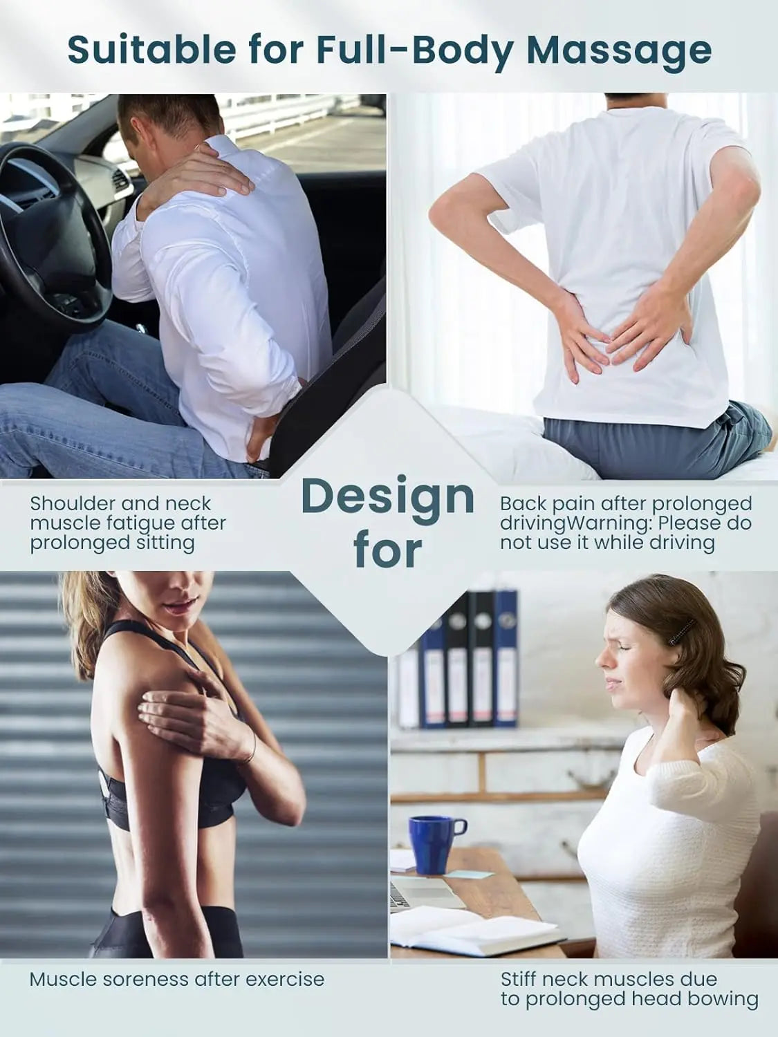 Shiatsu Neck & Shoulder Massager – Heated Deep Kneading Pillow