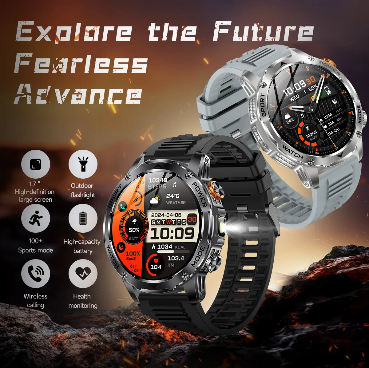Men’s Smartwatch Large Battery Waterproof Fitness