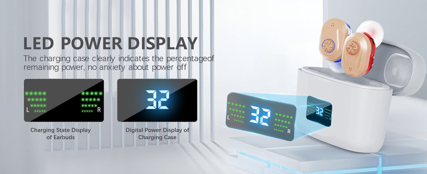 Wireless Noise-Cancelling Hearing Aid – HD Display for Seniors